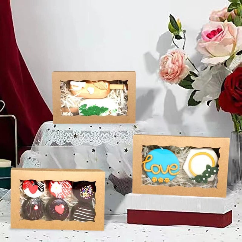 RomanticBaking 50 Pack DIY Assembly Brown 7 x 4 3/8 x 1½ inches Cookies Boxes BakeryTreat Boxes Packaging for Macaron Chocolate Truffle Cakesickle - Image 5
